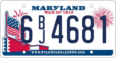 MD license plate 6BJ4681