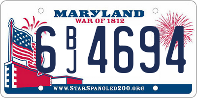 MD license plate 6BJ4694