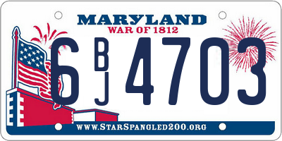MD license plate 6BJ4703
