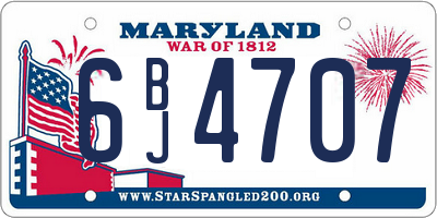 MD license plate 6BJ4707