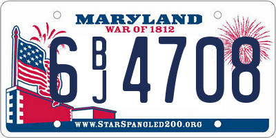 MD license plate 6BJ4708