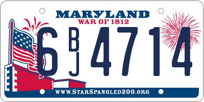 MD license plate 6BJ4714