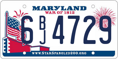 MD license plate 6BJ4729