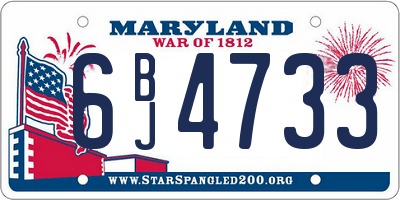 MD license plate 6BJ4733