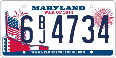 MD license plate 6BJ4734