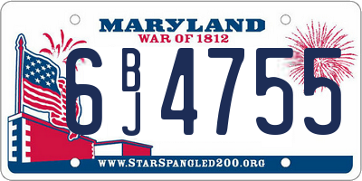 MD license plate 6BJ4755