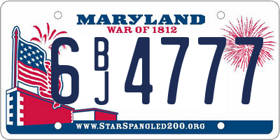 MD license plate 6BJ4777