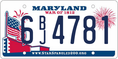 MD license plate 6BJ4781