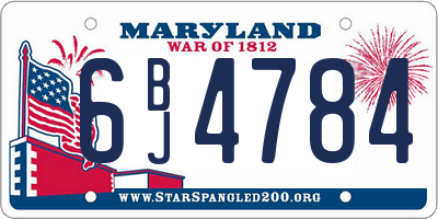MD license plate 6BJ4784