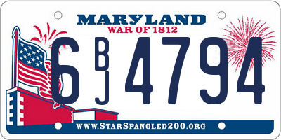 MD license plate 6BJ4794