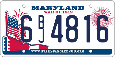 MD license plate 6BJ4816