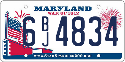 MD license plate 6BJ4834