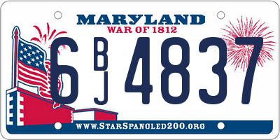MD license plate 6BJ4837