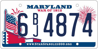 MD license plate 6BJ4874