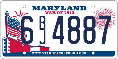 MD license plate 6BJ4887