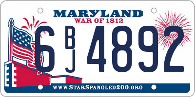MD license plate 6BJ4892