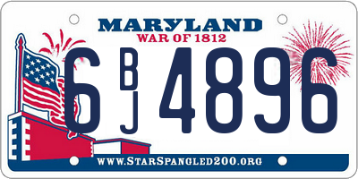 MD license plate 6BJ4896