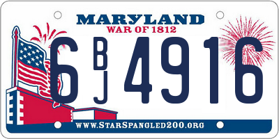 MD license plate 6BJ4916