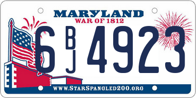 MD license plate 6BJ4923