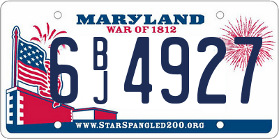 MD license plate 6BJ4927