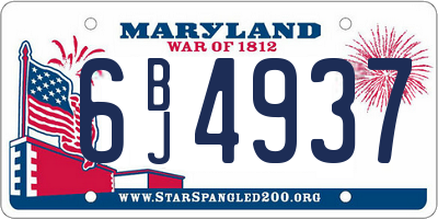 MD license plate 6BJ4937