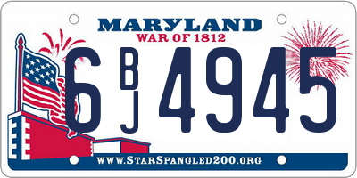 MD license plate 6BJ4945
