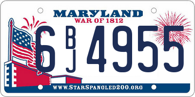 MD license plate 6BJ4955