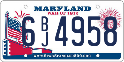 MD license plate 6BJ4958