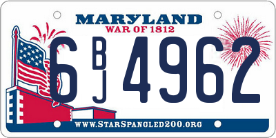 MD license plate 6BJ4962