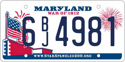 MD license plate 6BJ4981