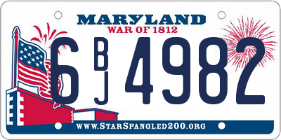MD license plate 6BJ4982
