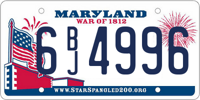 MD license plate 6BJ4996