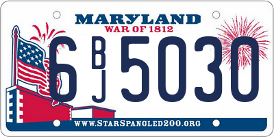MD license plate 6BJ5030