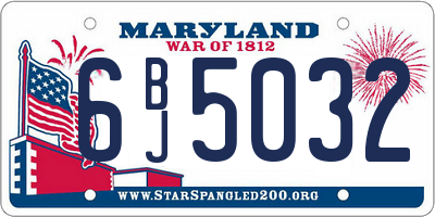 MD license plate 6BJ5032