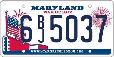 MD license plate 6BJ5037