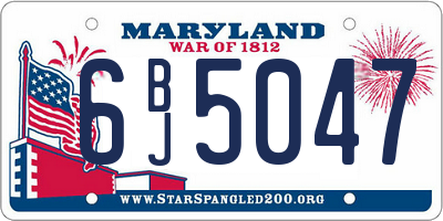 MD license plate 6BJ5047
