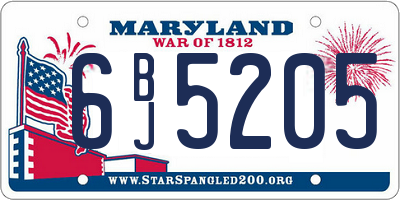 MD license plate 6BJ5205