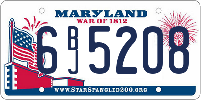 MD license plate 6BJ5208