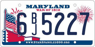 MD license plate 6BJ5227