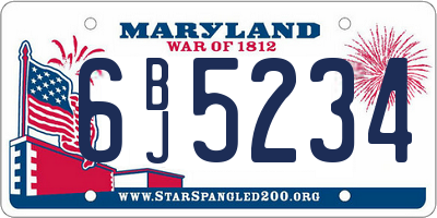 MD license plate 6BJ5234
