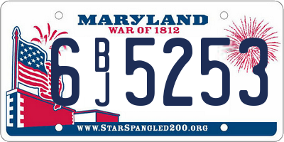 MD license plate 6BJ5253