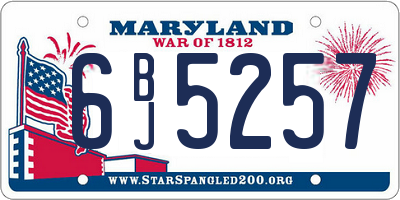 MD license plate 6BJ5257