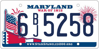 MD license plate 6BJ5258