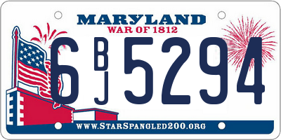 MD license plate 6BJ5294