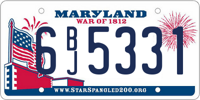 MD license plate 6BJ5331