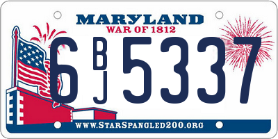 MD license plate 6BJ5337