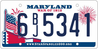 MD license plate 6BJ5341
