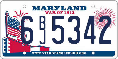 MD license plate 6BJ5342