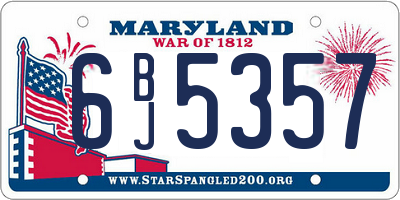 MD license plate 6BJ5357