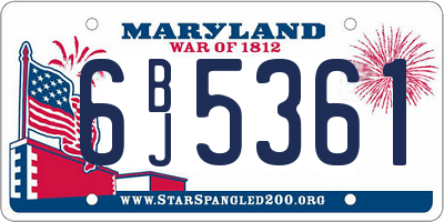 MD license plate 6BJ5361